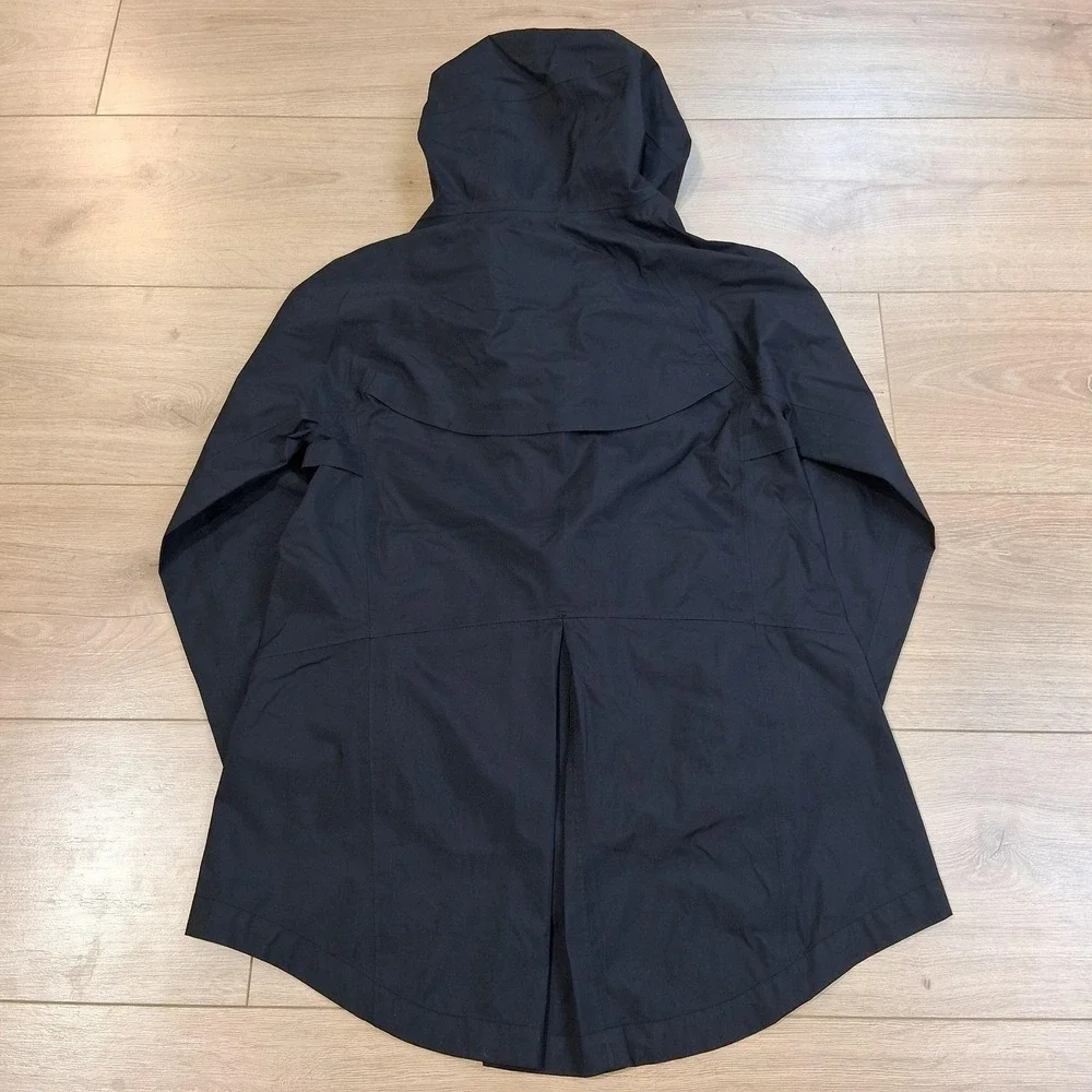 Nike Jacket Kids Small Black Hooded Windbreaker Long Running Rain Coat
